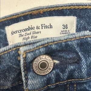 Abercrombie & Fitch Denim High-Rise Dad Shorts in Blue size 36